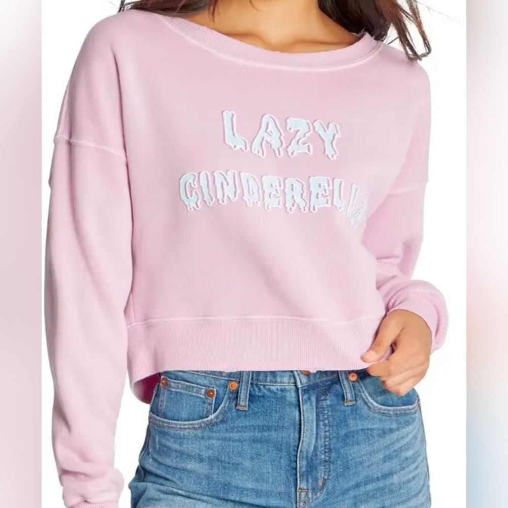 NWT Wildfox Lazy Cinderella Lilac Cropped Distressed‎ Sweater Medium - Picture 2 of 10
